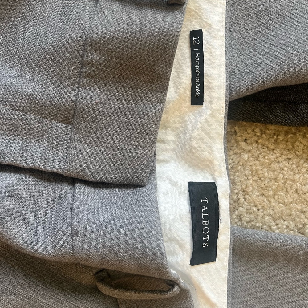 Three Talbots pants Size 12 for one price. Two grey slacks and one black plaid. - Picture 2 of 9